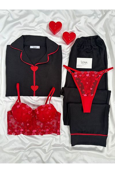 Lena Homewears Lena My Heart Is With You Σετ Πυτζάμες Πυτζάμες με κοντομάνικο υφαντό εσώρουχο