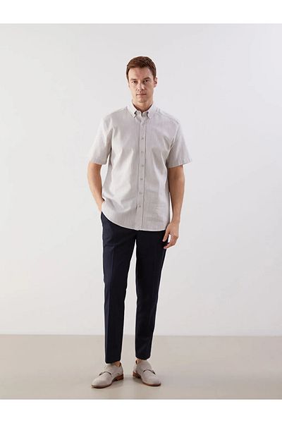 LC Waikiki Southblue Gray Regular Fit Short Sleeve Men's Shirt