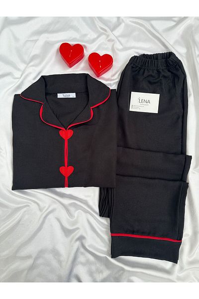 Lena Homewears Lena My Heart Is With You Set de pijamale cu mâneci scurte țesute