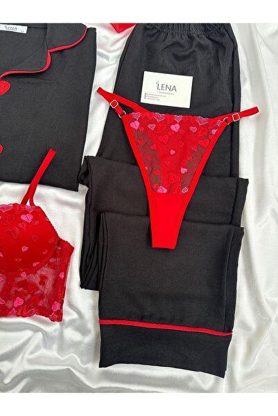 Lena Homewears Lena My Heart Is With You Σετ Πυτζάμες Πυτζάμες με κοντομάνικο υφαντό εσώρουχο