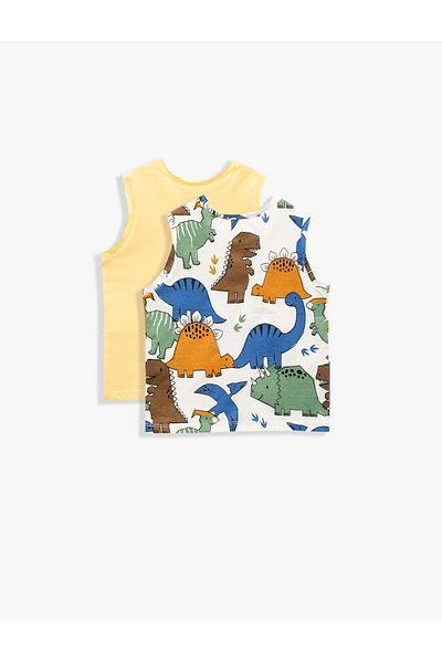 Koton Cotton Crew Neck Sleeveless Printed T-Shirt Set of 2