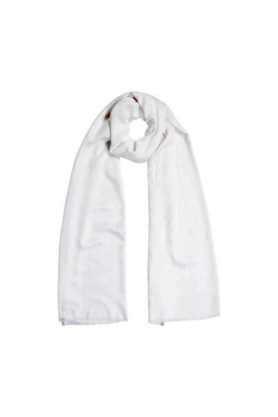 Tommy Hilfiger Kadın TH Monogram Desenli Jakarlı Beyaz Şal & Eşarp & Fular AW0AW16852-YCF