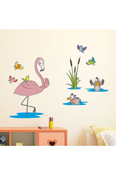 KT Decor Набір наклейок на стіну для дитячої кімнати «Фламінго-ліс»