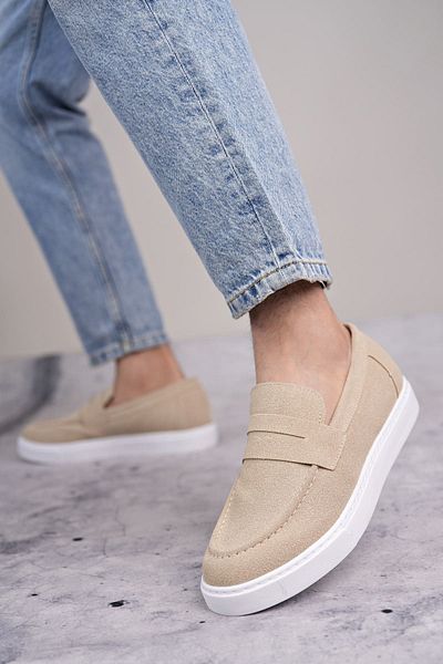 Joy Man J180 Estilo X Laceless Suede Ανδρικά καθημερινά αθλητικά κλασικά παπούτσια SBT - Κρέμα