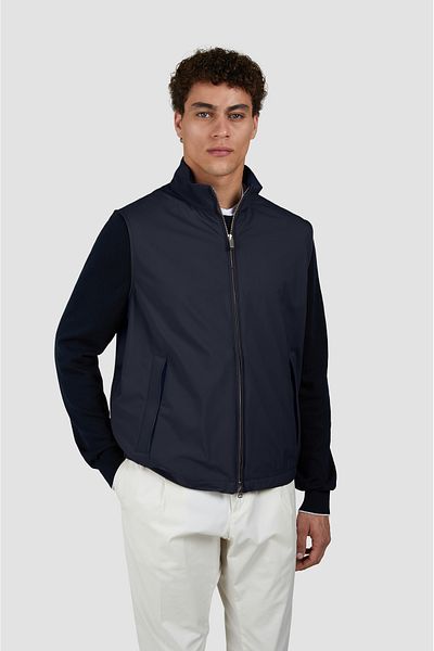 PAUL&SHARK Men's Regular Fit Stand Collar Zippered Inner Pocket Navy Blue Vest 25412621 -013
