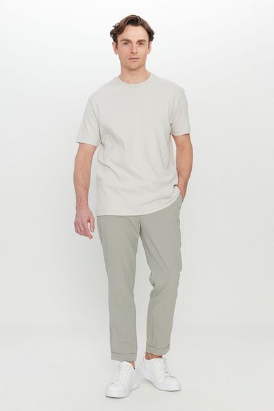 ALTINYILDIZ CLASSICS Men's Stone Modern Fit Relaxed Cut 100% Cotton Crew Neck T-Shirt