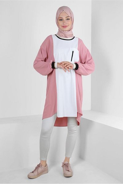Alvina Two-Color Tunic with Elastic Cuffs 43914