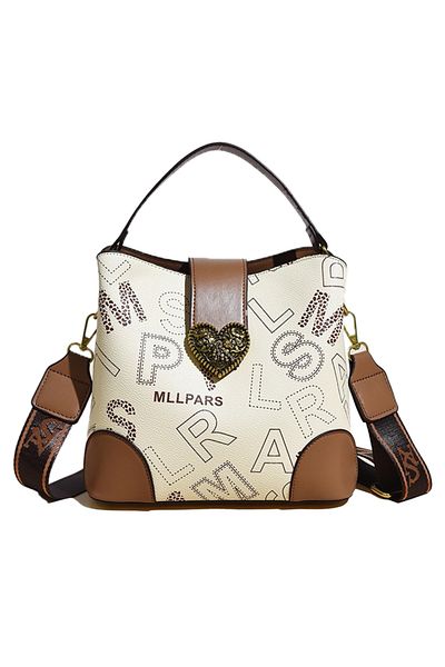ETG Women's High-End Sense of Letters One Shoulder Messenger Bucket Bag Handbag 21*23*11CM