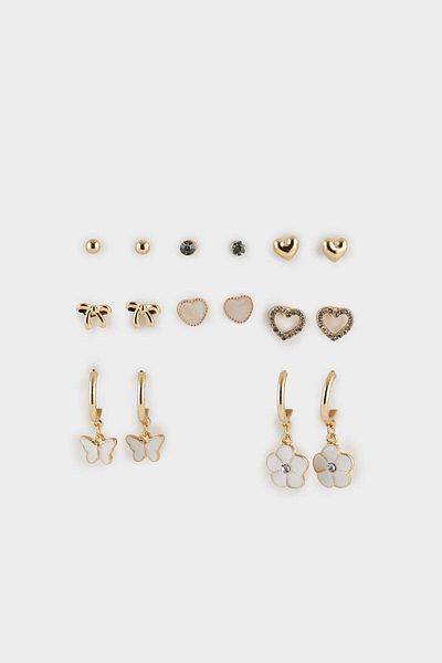 DeFacto Women's 8-Piece Gold Earrings F0737Axns