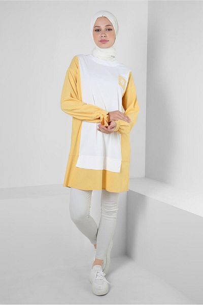 Alvina TWO COLOR CUFFS TUNIC WITH BINDING DETAIL 43905