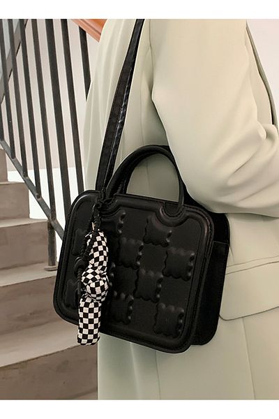 ETG Embossed Square Tote Shoulder Crossbody Bag