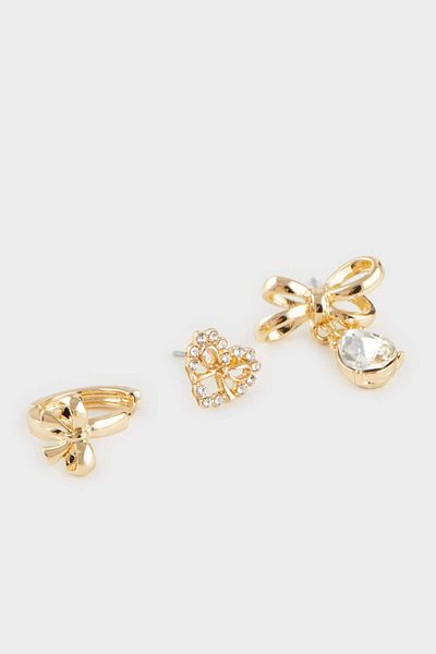 DeFacto Women's 3-Piece Gold Earrings F0727Axns