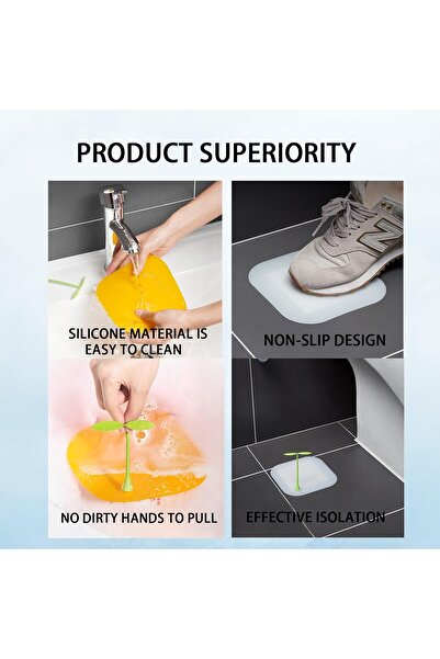 Yelajoy 2-pack silicone floor drain, bean sprout shape, two colors, detachable, easy to clean, for bathroom