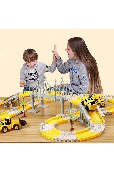 COOYA 343 PCS Construction Race Track Set for Kids, A Engineering Road Gifts for Boys Girls