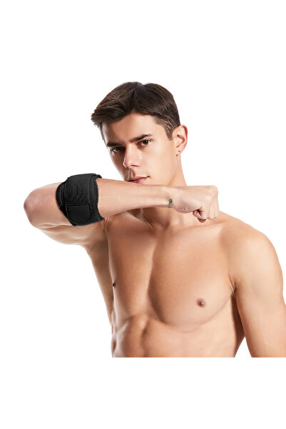 Choice دعامات مرفقية سوداء اللون، قطعة واحدة، لأوتار التهاب الأوتار، وحزام دعامة مرفق وساعد التنس والجولف ووسادة ضغط، وربطة