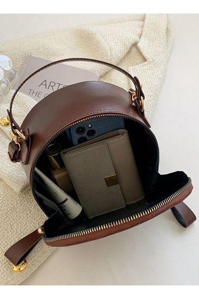 ETG Mini Casual Ladies Round Handbag for Women Cross-body Adjustable Shoulder Strap Bag