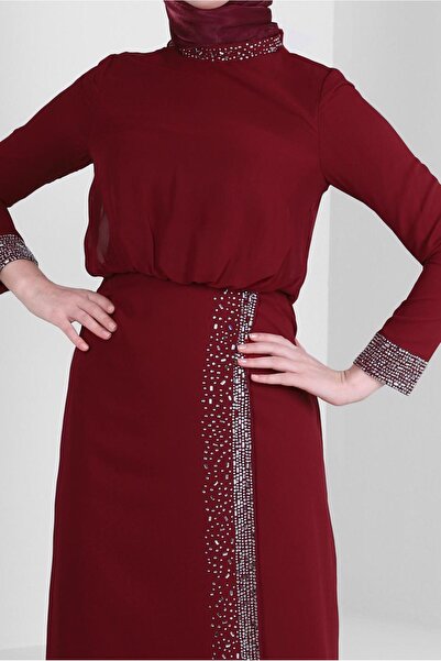 Alvina TAŞ İŞLEMELİ ŞİFON ABİYE ELBİSE 50388