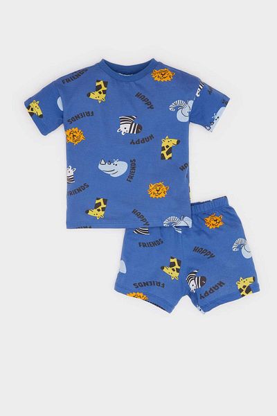 DeFacto Baby Boy 2 Piece Set Short Sleeve T-Shirt Elastic Waist Shorts E8724A525Sm