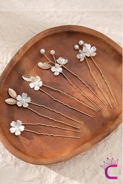 Cinderella Set de 5 alb elegant - Coroană de mireasă cu frunze de aur cu flor...