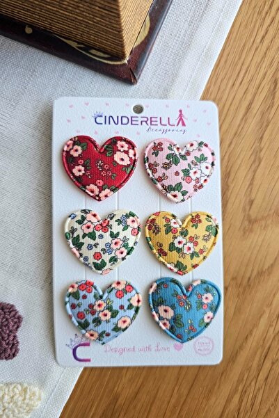 Cinderella 6'lı Çiçekli Kalpli Saçsız Bebek Tokası - Hediyelik Kız Bebek Az S...