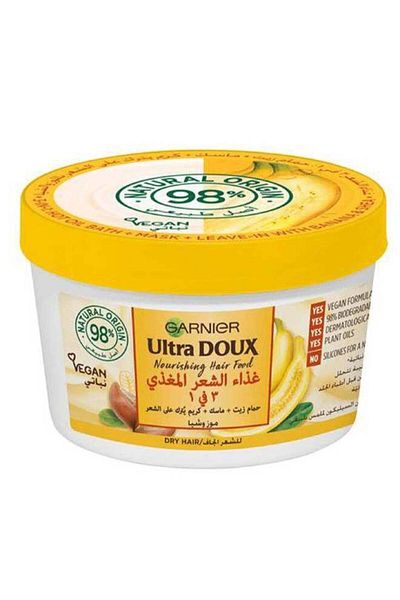 Garnier قناع الشعر المغذي 3 في 1 من ألترا دوكس بالموز لتغذية الشعر الجاف - 390 مل أبيض 390 مل