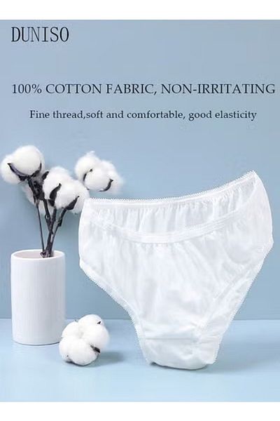 Generic Duniso 5-pack Women's Disposable Underwear 100% Cotton Sterile Postpartum Underwear Mid-waist