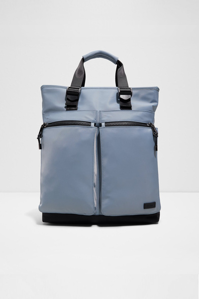 Aldo FARDO - Erkek Suni Deri Açık Mavi Üstten Fermuarlı Orta Boy Sırt Çantası