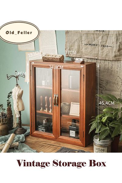 Old_Feller Vintage Wooden V60 Storage Box Stylish Tabletop Drawer for Cosmetics, Stationery & Small Items