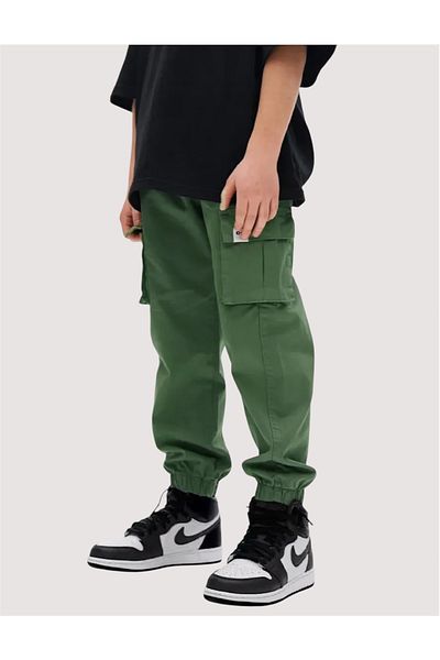 ASL GOLF CLUB Boys' Cargo Pocket School Jogger Woven Trousers with Elastic Waistband and Elasticized Pockets