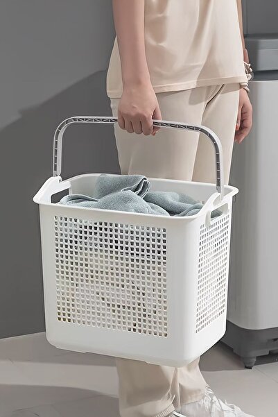 İronika Samba Kirli Temiz Çamaşır Sepeti Çok Amaçlı Oyuncak Sepeti - Beyaz