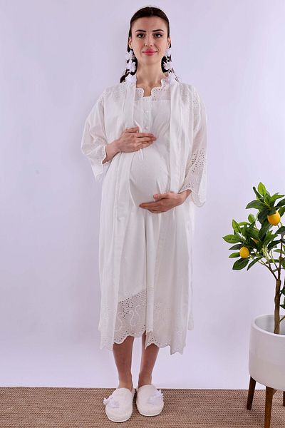 ByLohusa Effortt Ecru Scalloped Maternity Maternity Set