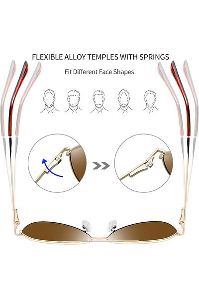 COOYA Sunglasses for Men Women, Polarized Pilot Sunglasses Lightweight Metal Frame UV400(Brown)
