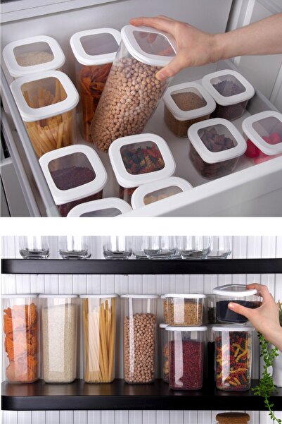 Vienev Square Food Storage Container with Foly Label Set of 3 1x (0.55 LITER, 1.2 LITER, 1.75 LITER)