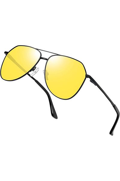 COOYA Sunglasses for Men Women, Polarized Pilot Sunglasses Lightweight Metal Frame UV400(Yellow)