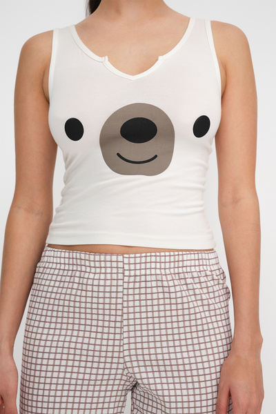 Addax Teddy Bear Printed Shorts Pajama Set Ş113