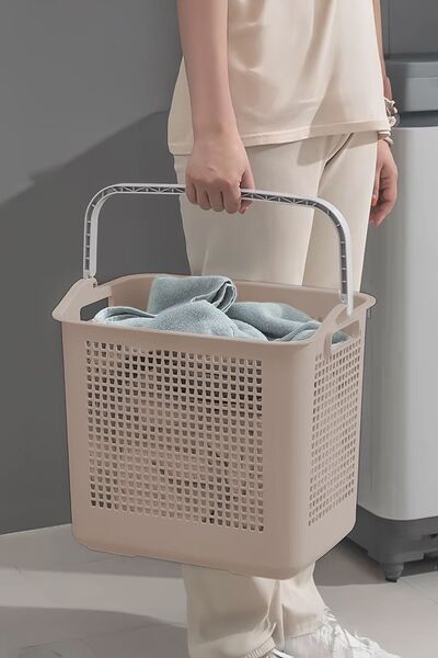 İronika Samba Kirli Temiz Çamaşır Sepeti Çok Amaçlı Oyuncak Sepeti - Latte