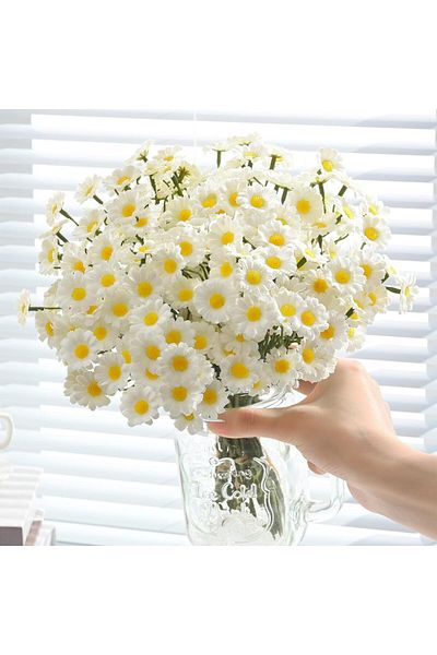 COOYA 24 Artificial Daisy Flowers, 10 Inch, Thickened Petals, for Wedding, Party or Decoration, White