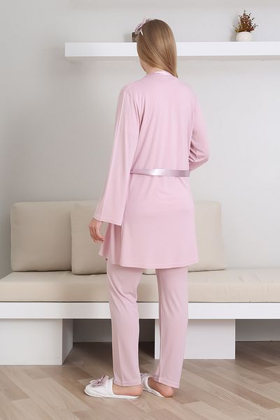 ERDENİZ TEKSTİL Maternity Pajama Set / Short Sleeve Pajama Long Lace Detail Dressing Gown Set / Maternity Cotton Pajama