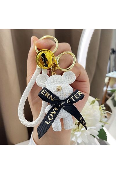 Miniso 6 cm WHITE Creative Bear Keychain Cute Bear Keychain Jewelry Resin Trinket Kids Girls Gift Women Bag