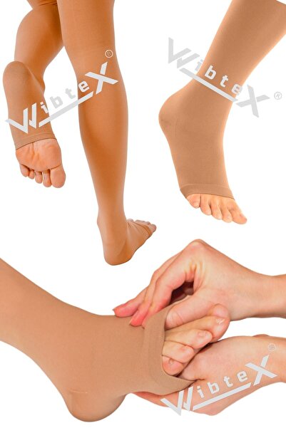 WibteX Külotlu Variss Çorabı Burnu Açık (TEN RENGİ) Orta Basınç Ccl2(ÇİFT BACAK)
