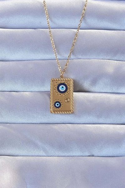Clariss 316L Gold Color Embroidered Evil Eye Vintage Necklace