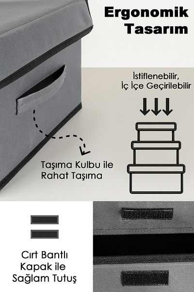 Meleni Home 3-Door Storage Box Set - Multipurpose Gray Closet Organizer