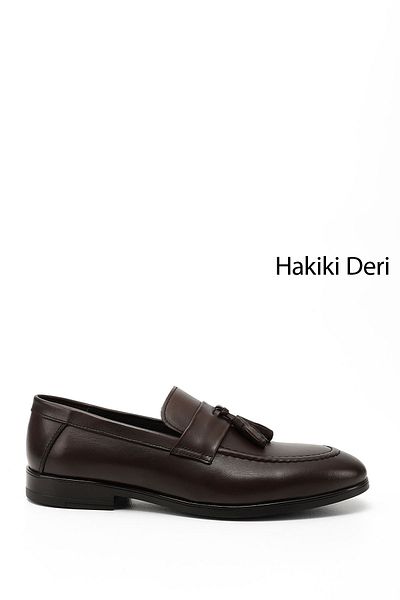 GÖNDERİ(R) Men's Brown Tasseled Genuine Leather Loafer Shoes