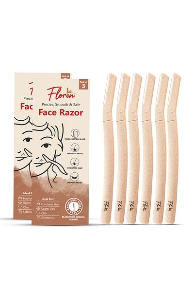 Floren Face Razor For Women - Pack Of 3 | Smooth & Effortless Facial Hair Removal