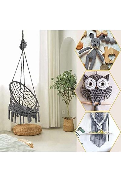 WYSUMMER macrame thread roll, cotton, gray, 4 mm x 100 m