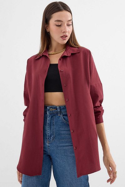 Bigdart Cămașă de bază lungă, supradimensionată, prune, 3900