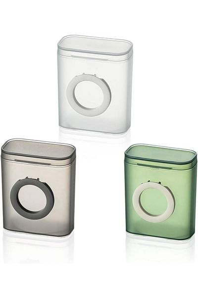 COOYA 3-Pack Small Storage Box, With Lid and Phone Holder, Translucent, For Drawers, Cables, Chargers