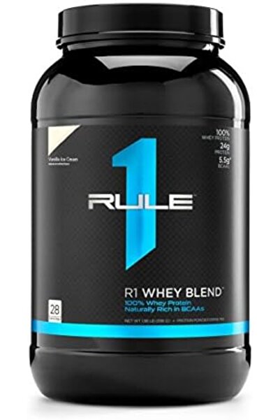 Rule 1 بروتينات رول ون - مزيج مصل اللبن - 28 حصة - آيس كريم فانيليا - 2.04 رطل