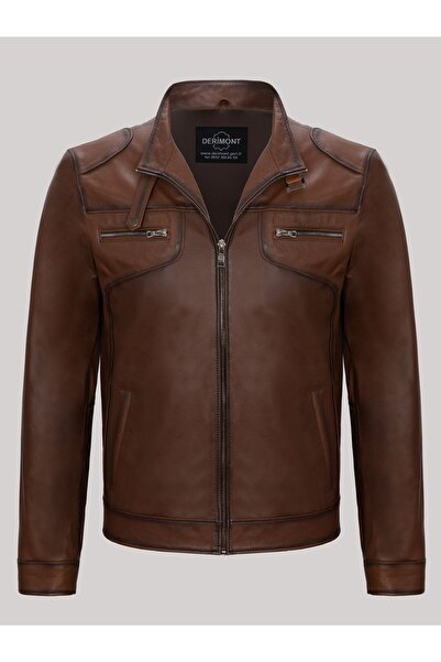 DeriWork Hakiki Kuzu Derisi Fermuarlı Dört Cepli Erkek Ceket Kışlık Modern Ce...