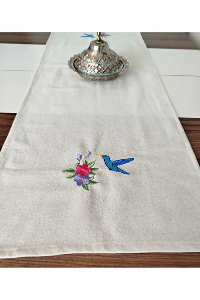 denizli hatırası Buldan Raw Linen Authentic Soft Embroidered 47X110 cm Runner